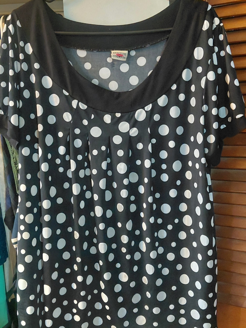 Women’s Black Polka Dot Scoop Neck Blouse